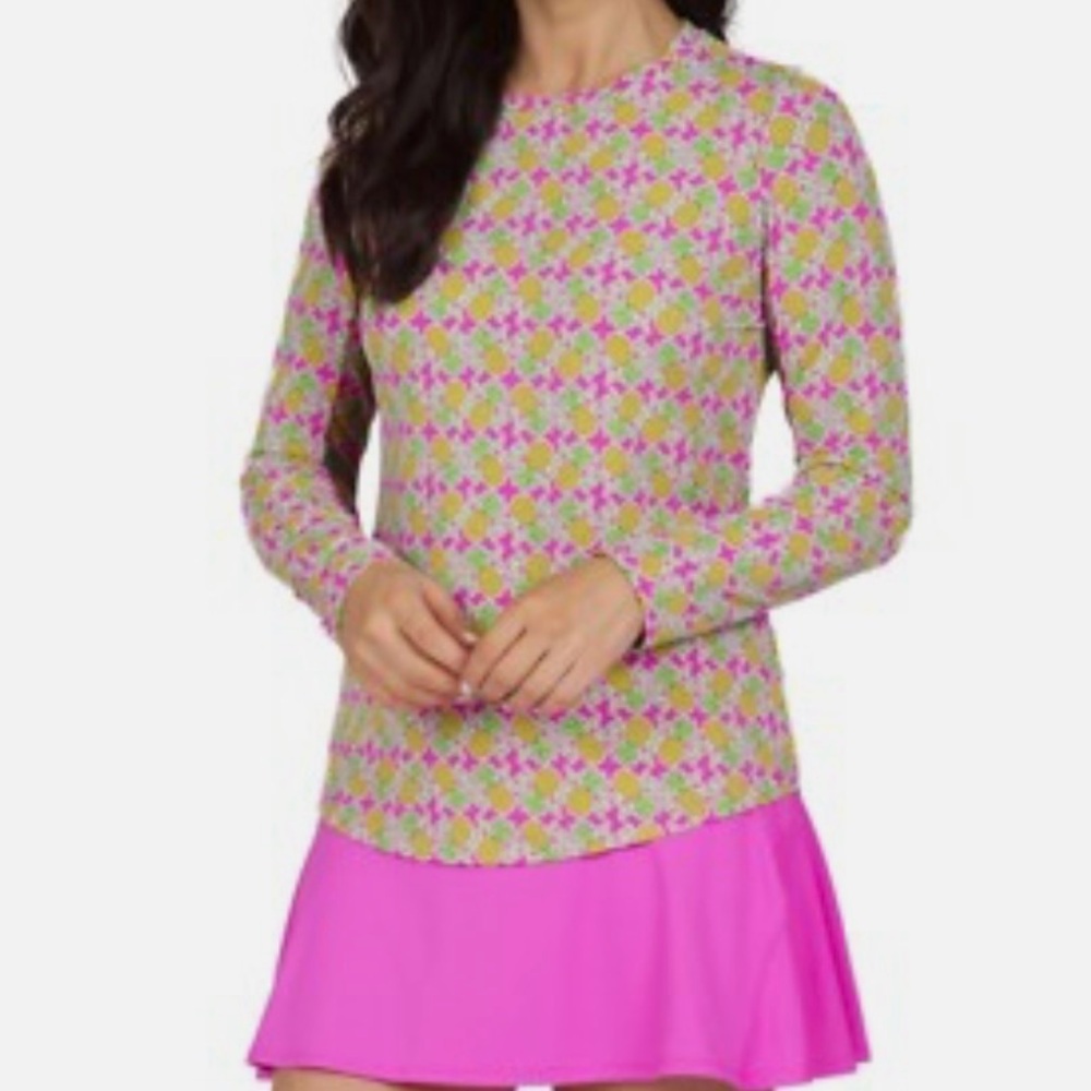 IBKUL Chantal print pineapple long sleeves top S